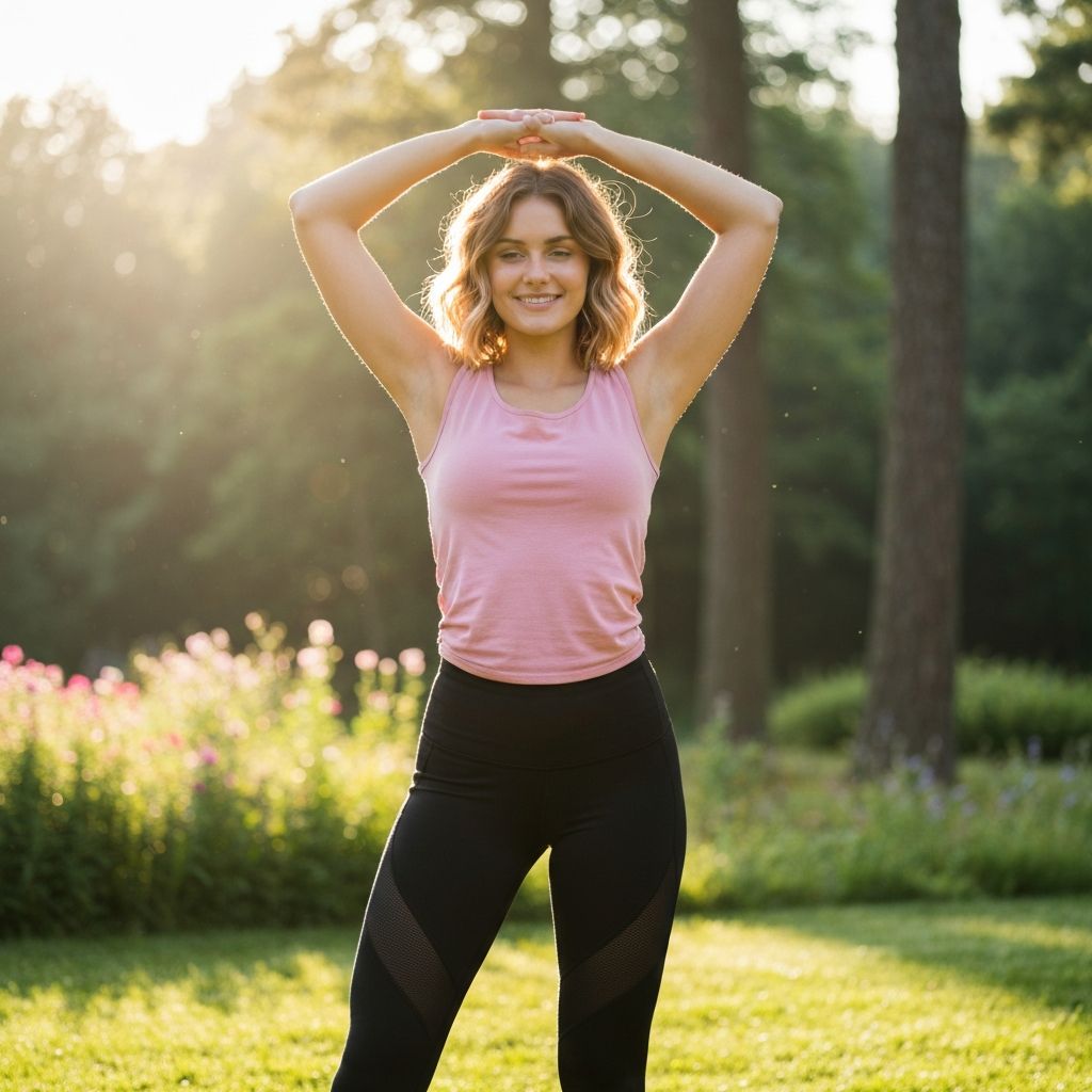 Woman practicing gentle stretching